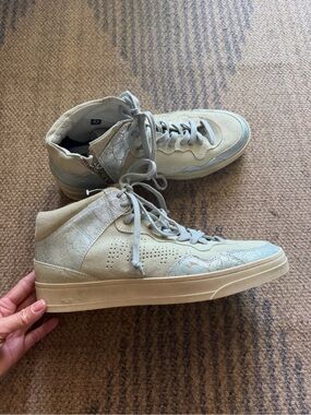 P448 Beige Suede High-Top Sneaker with Glitter Tongue size 42